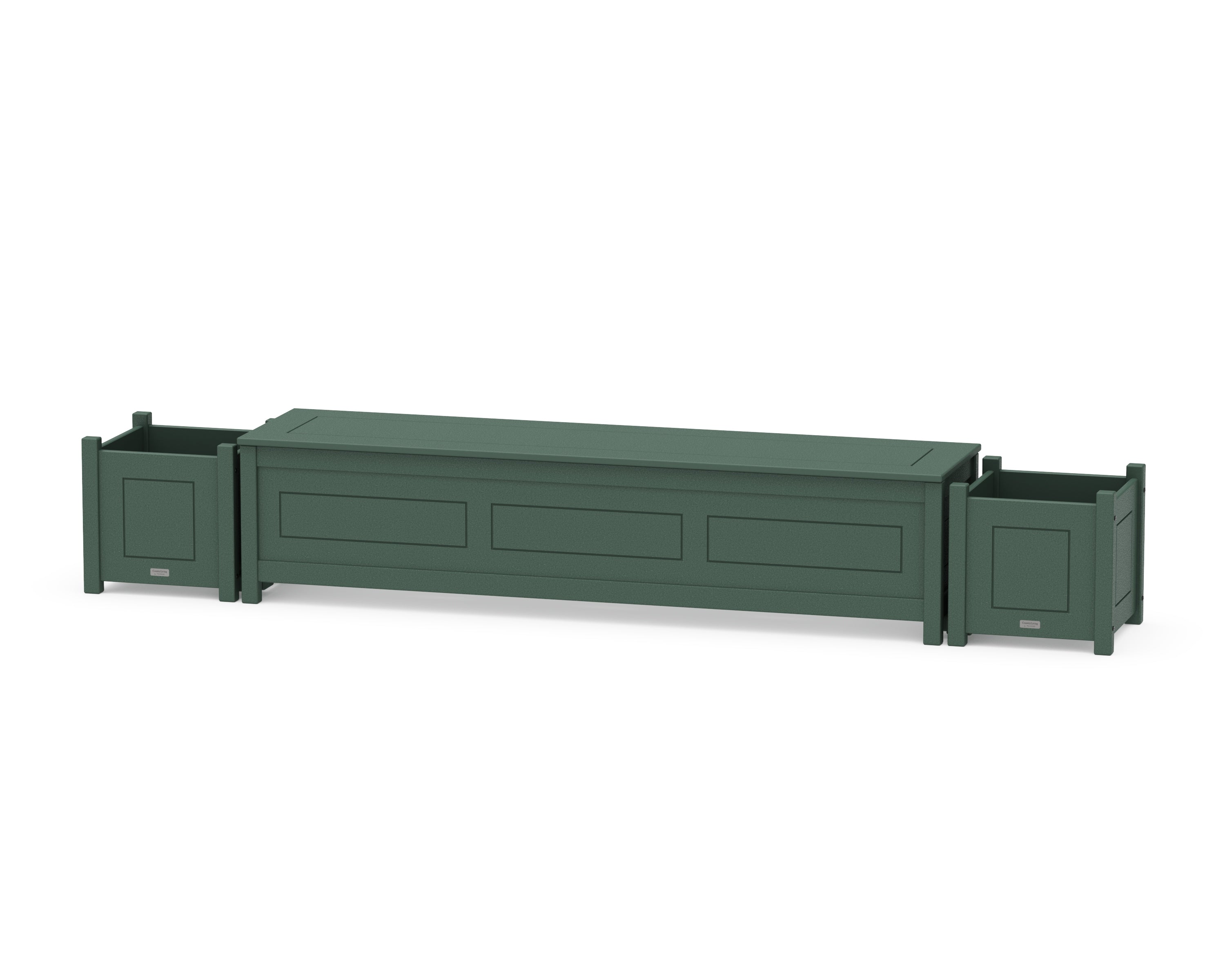 Country Living 72" Country Living Straight Planter Storage Bench Set in Green