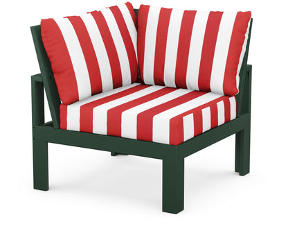Unbranded Modular Corner Chair in Green / Cabana Stripe Crimson
