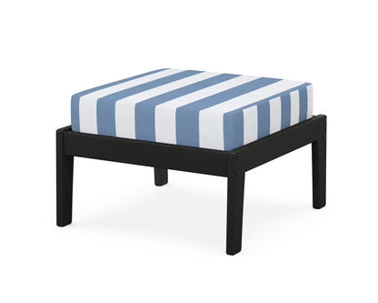 Unbranded Deep Seating Ottoman in Black / Cabana Stripe Sky Blue