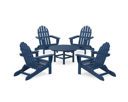 POLYWOOD® Classic Folding Adirondack 5-Piece Conversation Group in Navy