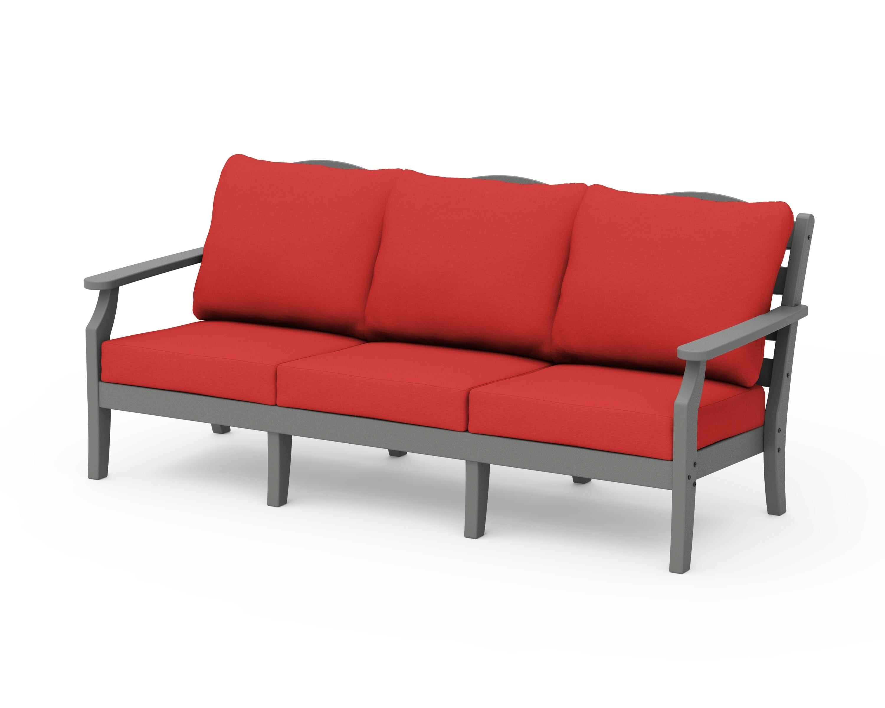 Draper James™ by  POLYWOOD® Savannah Deep Seating Sofa in Slate Grey / Crimson Linen