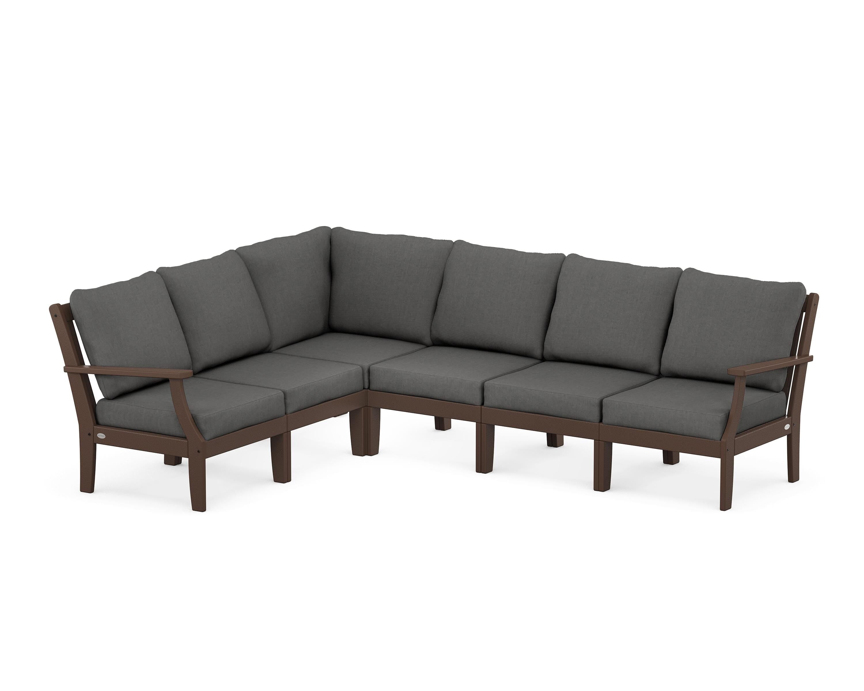 POLYWOOD® Braxton Modular 6-Piece Deep Seating Set in Mahogany / Spectrum Carbon