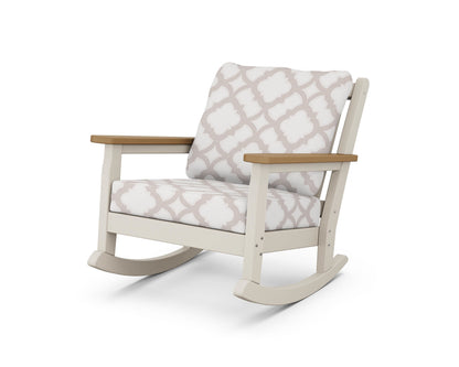 POLYWOOD® Chippendale Deep Seating Rocking Chair in Sand / Natural / Trellis Dune Burlap