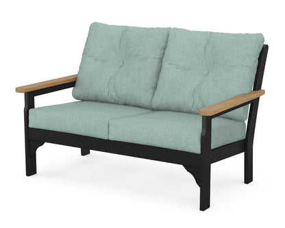 POLYWOOD® Vineyard Deep Seating Loveseat in Black / Natural / Glacier Spa