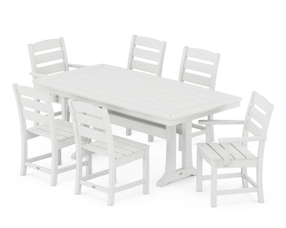 POLYWOOD® Lakeside 7-Piece Dining Set with Trestle Legs in White