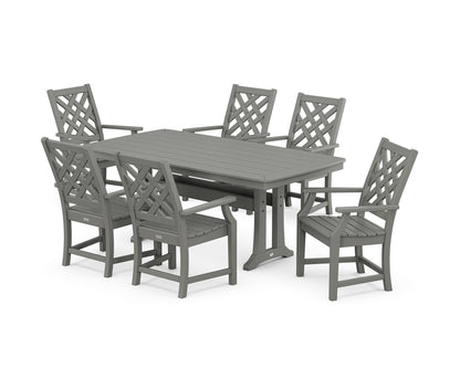 Country Living Wovendale Arm Chair 7-Piece Dining Set with Trestle Legs in Slate Grey
