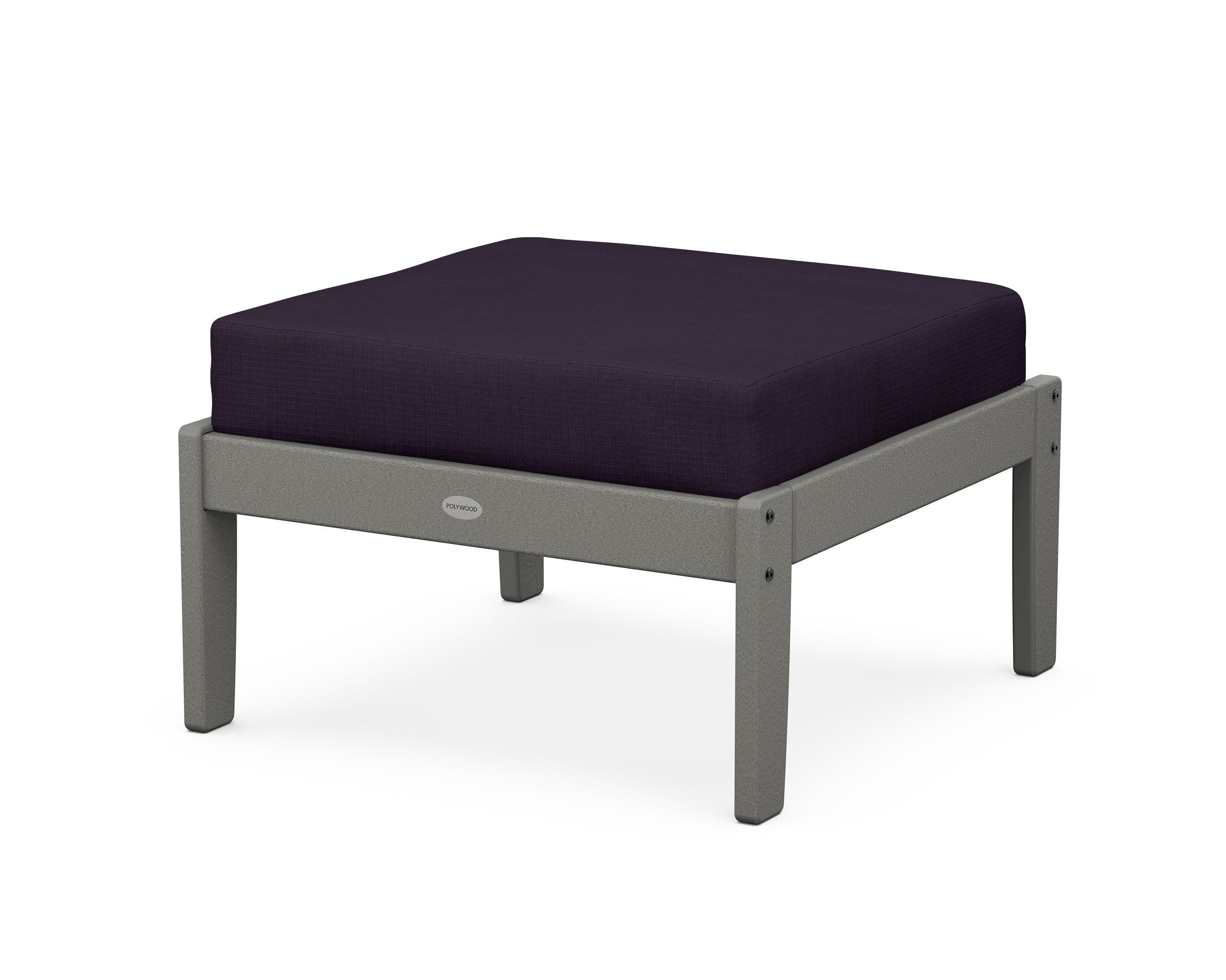 POLYWOOD® Braxton Deep Seating Ottoman in Slate Grey / Navy Linen