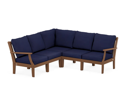 POLYWOOD® Braxton Modular 5-Piece Deep Seating Set in Teak / Navy