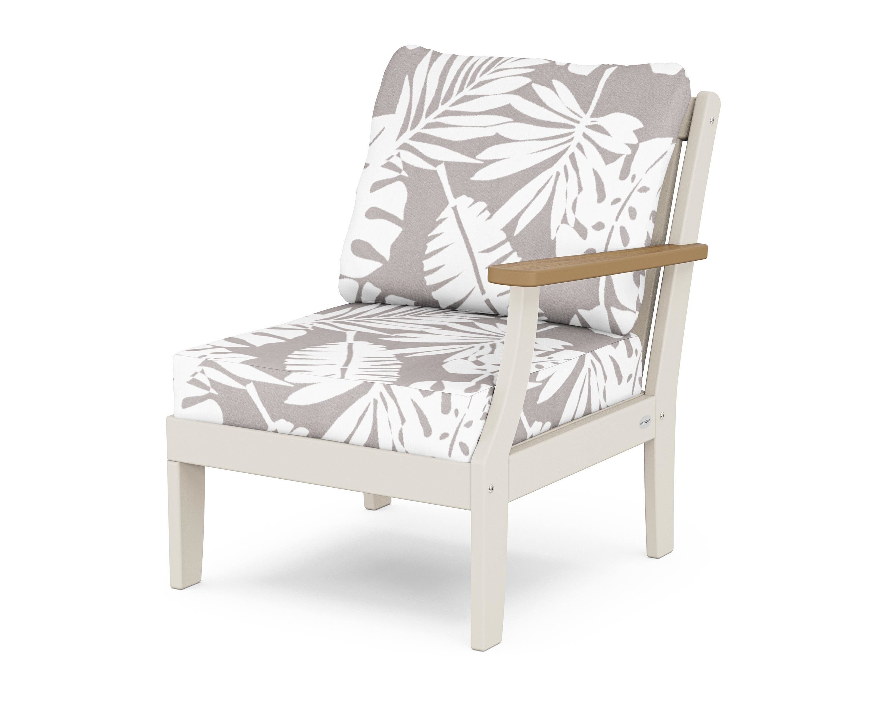 POLYWOOD® Braxton Modular Right Arm Chair in Sand / Natural / Leaf Grey Mist