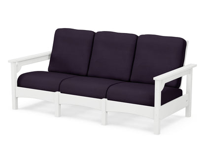 POLYWOOD® Club Sofa in White / Navy Linen