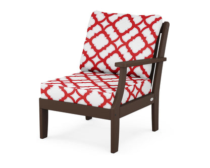 POLYWOOD® Braxton Modular Right Arm Chair in Mahogany / Trellis Crimson