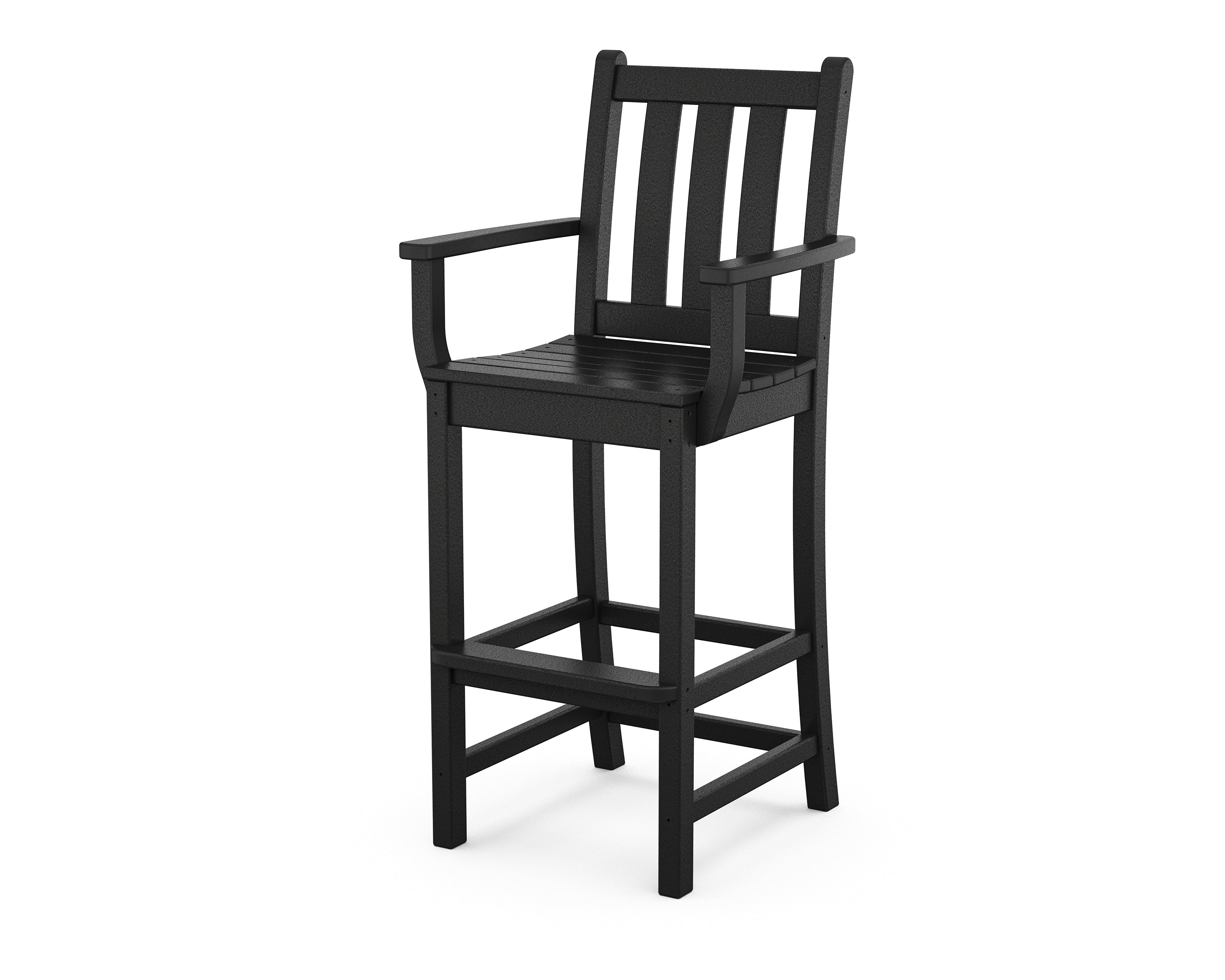 POLYWOOD® Traditional Garden Bar Arm Chair in Black