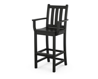 POLYWOOD® Traditional Garden Bar Arm Chair in Black