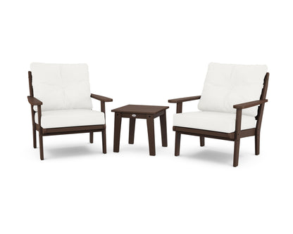 POLYWOOD® Lakeside 3-Piece Deep Seating Chair Set in Mahogany / Natural Linen