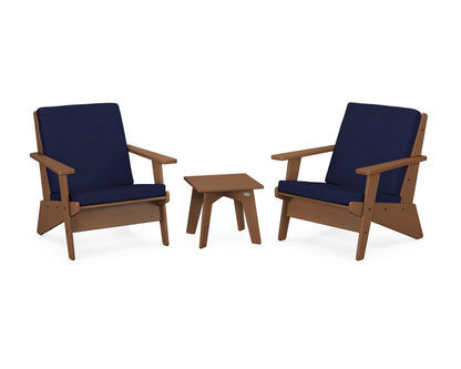POLYWOOD® Riviera Modern Lounge 3-Piece Set in Teak / Navy