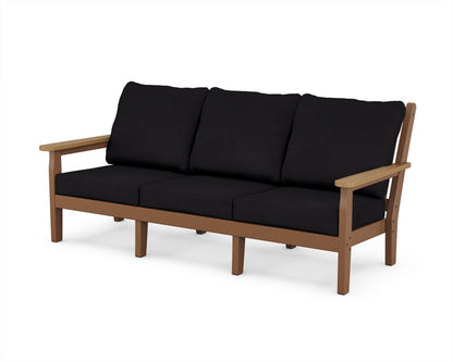 POLYWOOD® Chippendale Deep Seating Sofa in Teak / Natural / Midnight Linen