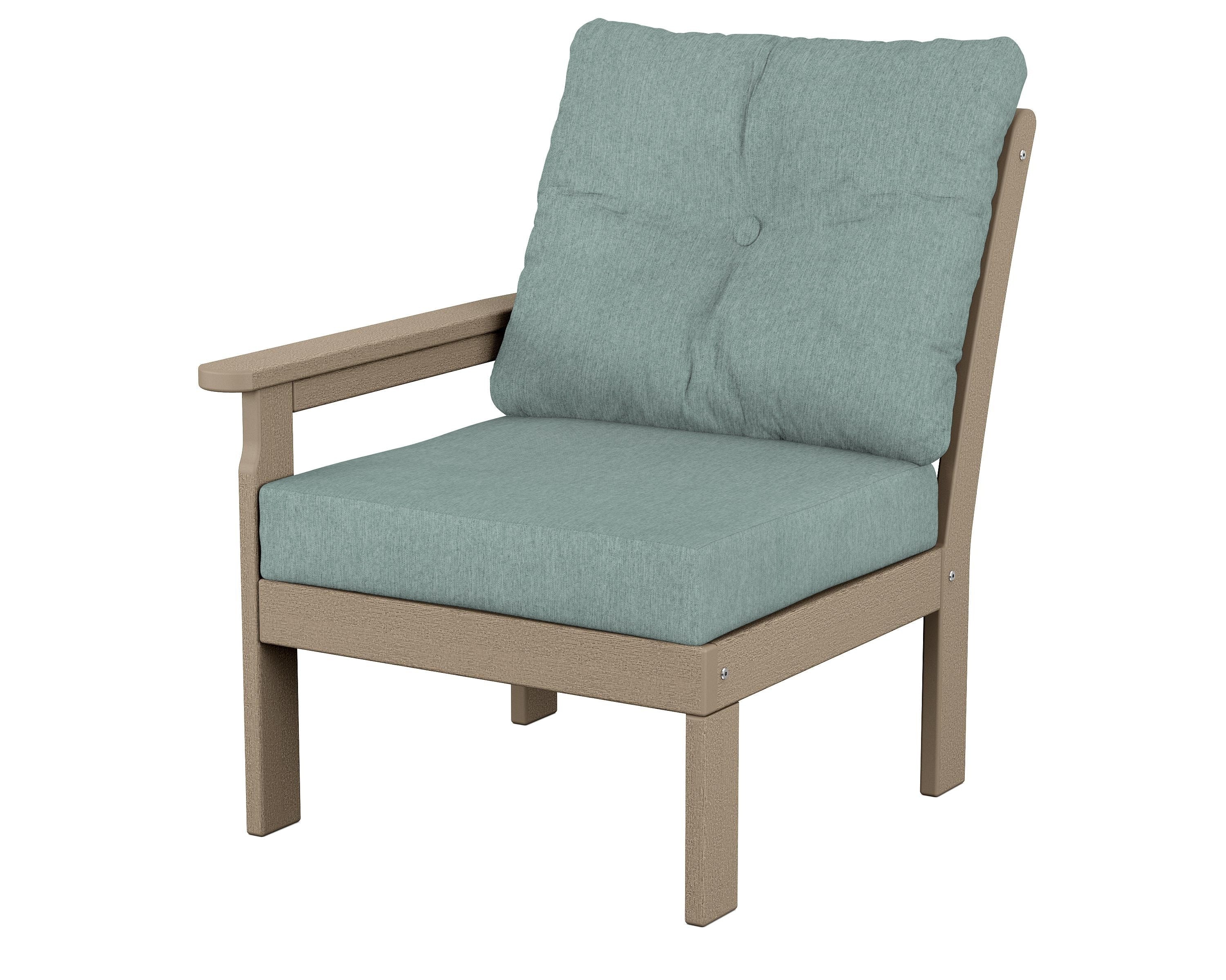 POLYWOOD® Vineyard Modular Left Arm Chair in Vintage Sahara / Glacier Spa