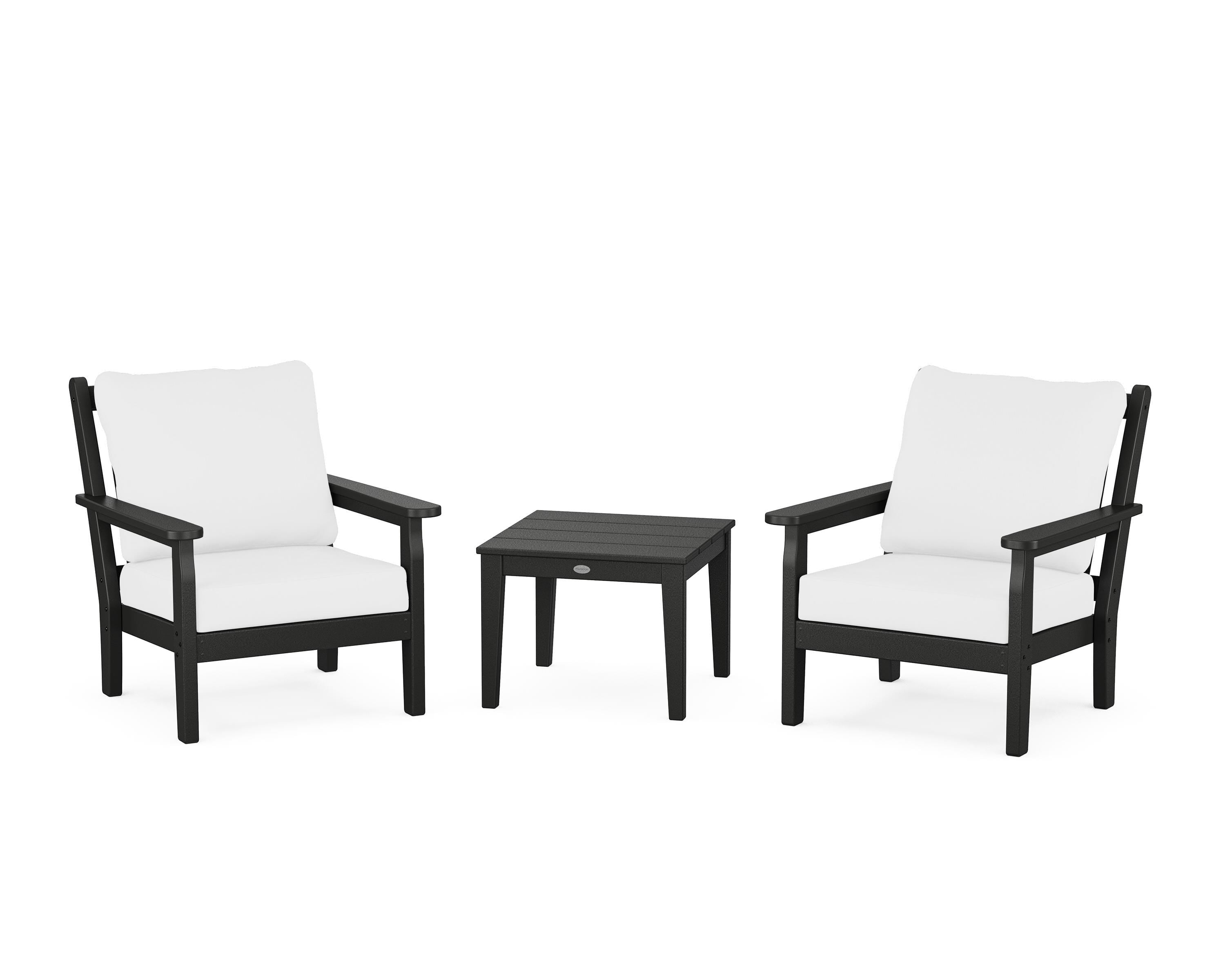 POLYWOOD® Chippendale 3-Piece Deep Seating Set in Black / Natural