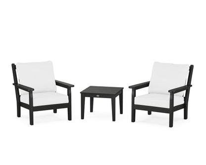 POLYWOOD® Chippendale 3-Piece Deep Seating Set in Black / Natural