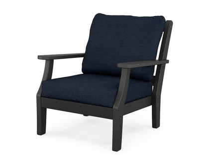 Martha Stewart by POLYWOOD® Chinoiserie Deep Seating Chair in Black / Marine Indigo