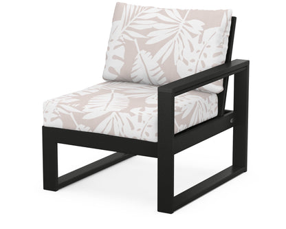 POLYWOOD® EDGE Modular Right Arm Chair in Black / Leaf Dune Burlap