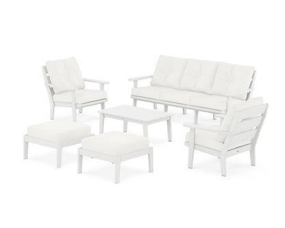 POLYWOOD® Lakeside 6-Piece Lounge Sofa Set in White / Natural Linen
