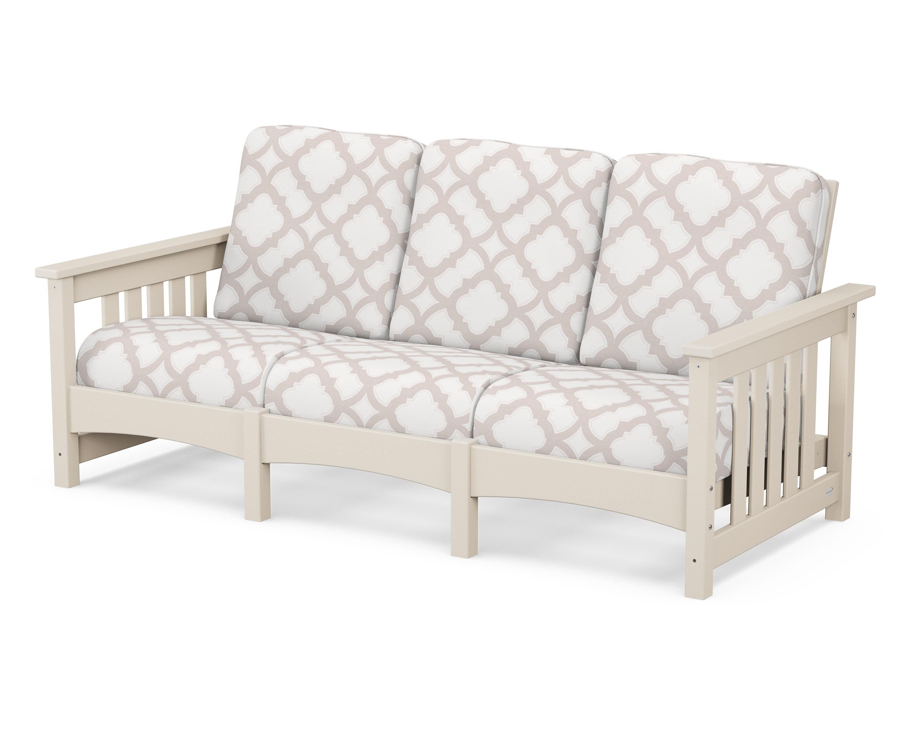 POLYWOOD® Club Mission Sofa in Sand / Trellis Dune Burlap