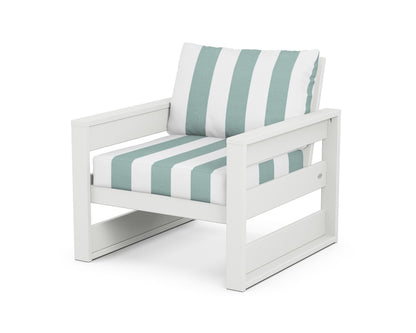 POLYWOOD® Westport Club Chair in White / Cabana Stripe Glacier Spa