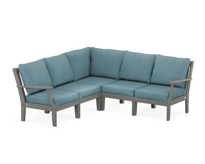 POLYWOOD® Braxton Modular 5-Piece Deep Seating Set in Slate Grey / Ocean Teal
