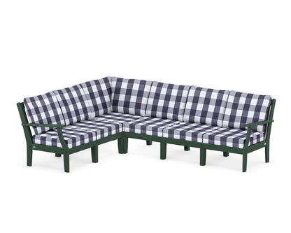 POLYWOOD® Braxton Modular 6-Piece Deep Seating Set in Green / Buffalo Plaid Navy