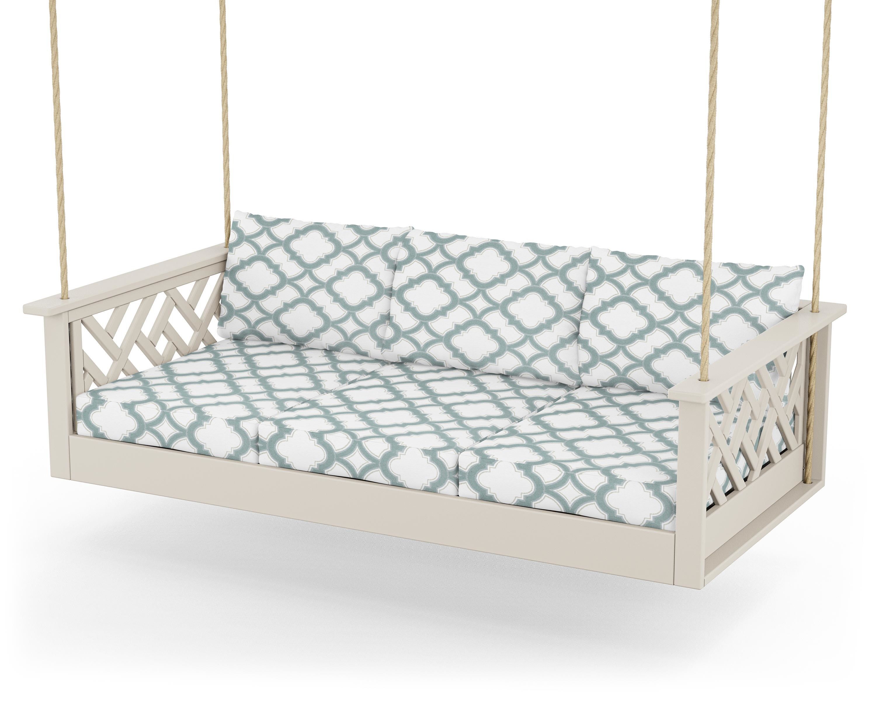 POLYWOOD® Chippendale Daybed Swing in Sand / Trellis Glacier Spa