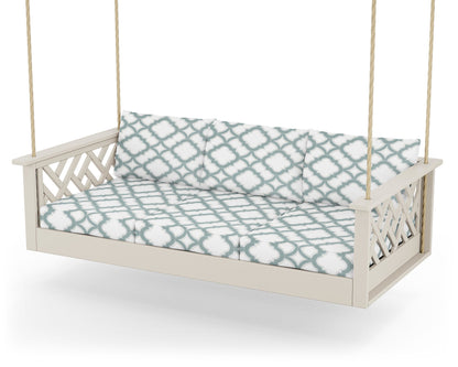 POLYWOOD® Chippendale Daybed Swing in Sand / Trellis Glacier Spa