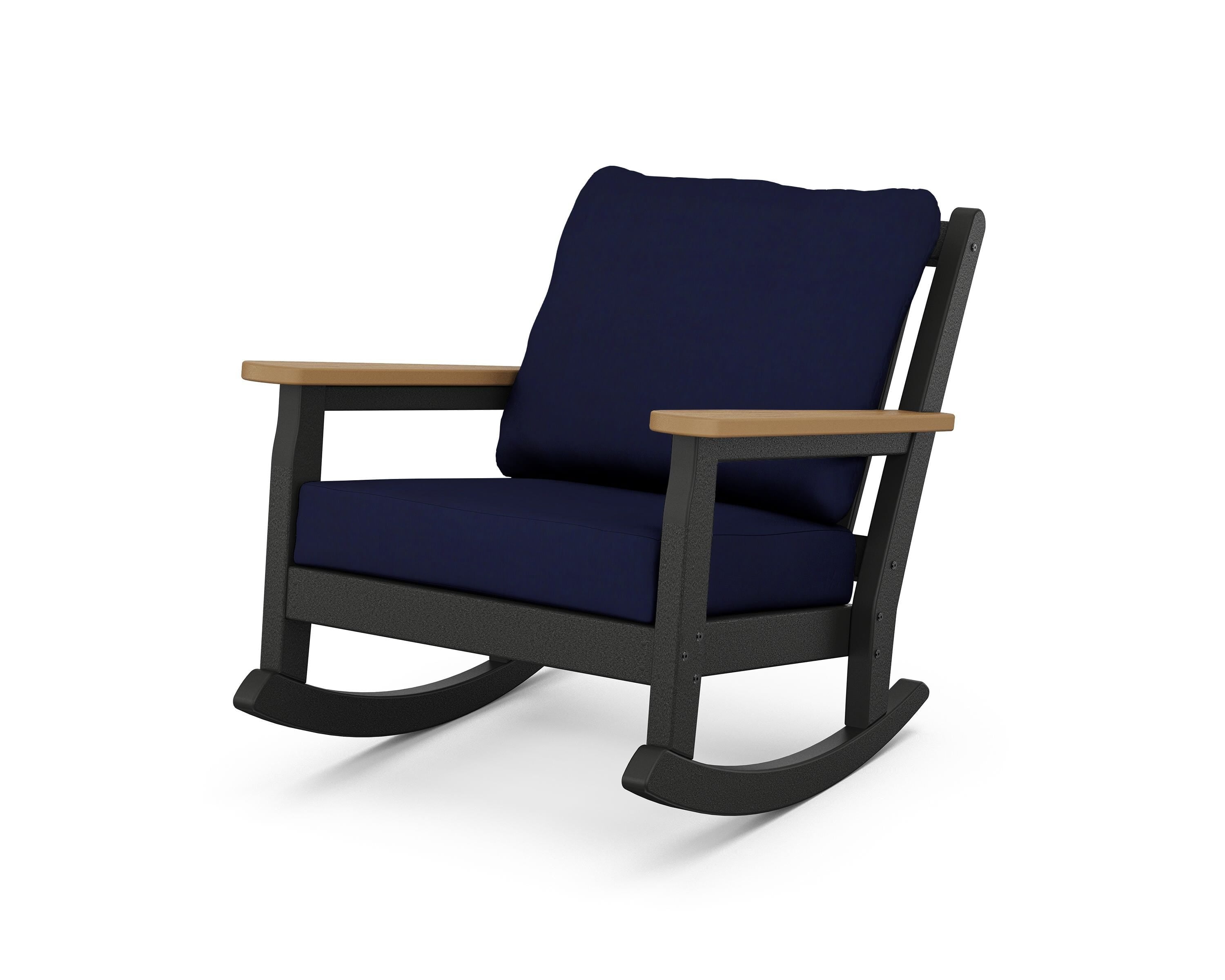 POLYWOOD® Chippendale Deep Seating Rocking Chair in Black / Natural / Navy