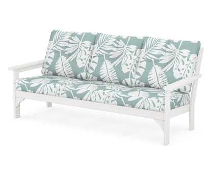 POLYWOOD® Vineyard Deep Seating Sofa in Vintage White / Leaf Glacier Spa