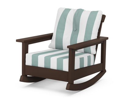 POLYWOOD® Prescott Deep Seating Rocking Chair in Mahogany / Cabana Stripe Glacier Spa