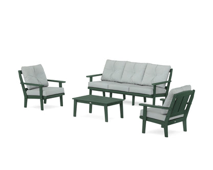POLYWOOD® Mission 4-Piece Deep Seating Set with Sofa in Green / Spa