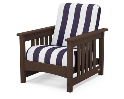 POLYWOOD® Club Mission Chair in Mahogany / Cabana Stripe Navy