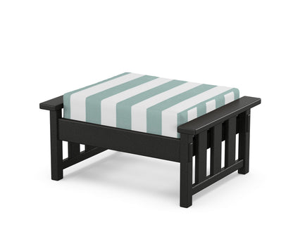 Martha Stewart by POLYWOOD® Acadia Deep Seating Ottoman in Black / Cabana Stripe Glacier Spa