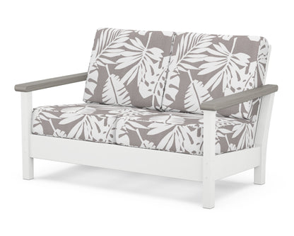 POLYWOOD® Harbour Deep Seating Loveseat in White / Driftwood / Leaf Grey Mist
