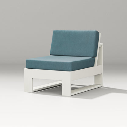 PW Designer Series Latitude Modular Armless Chair in Vintage White / Ocean Teal