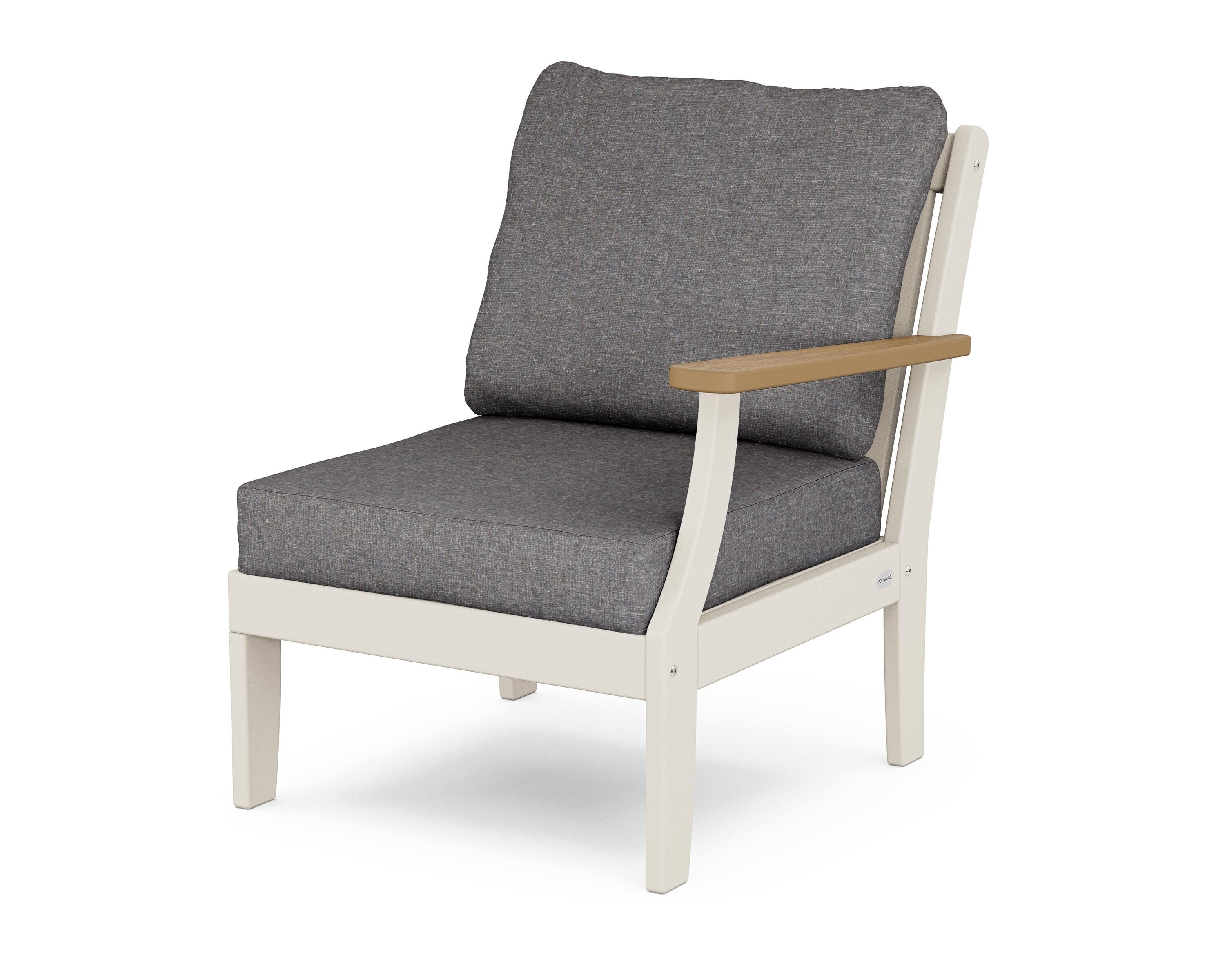 POLYWOOD® Braxton Modular Right Arm Chair in Sand / Natural / Ash Charcoal