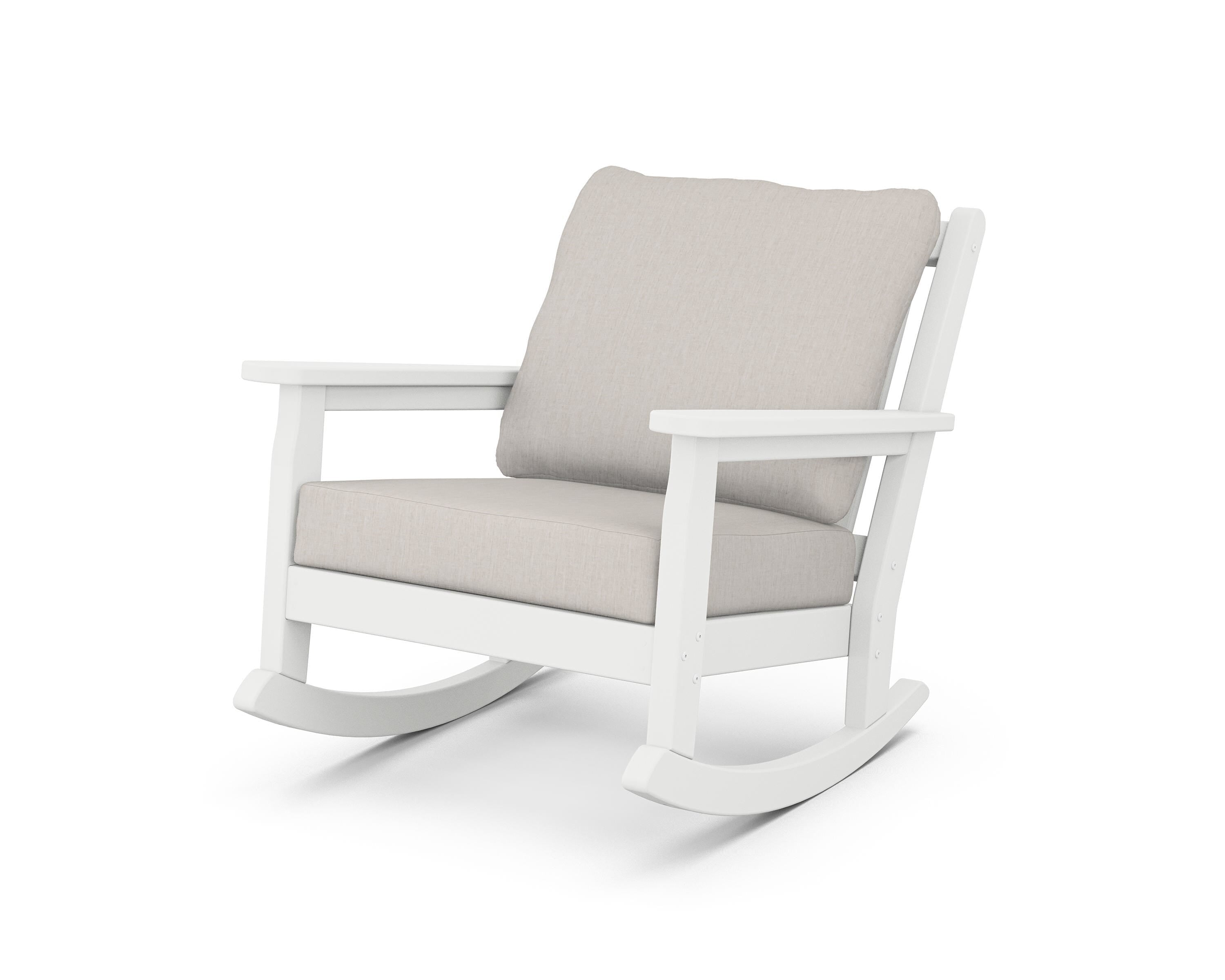 POLYWOOD® Chippendale Deep Seating Rocking Chair in White / Cast Ash