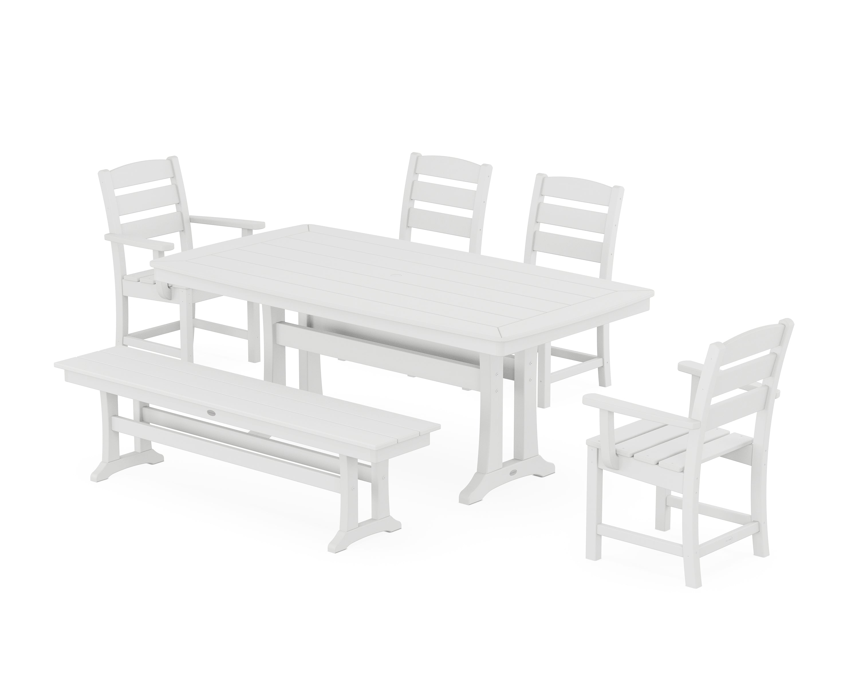 POLYWOOD® Lakeside 6-Piece Dining Set with Trestle Legs in White
