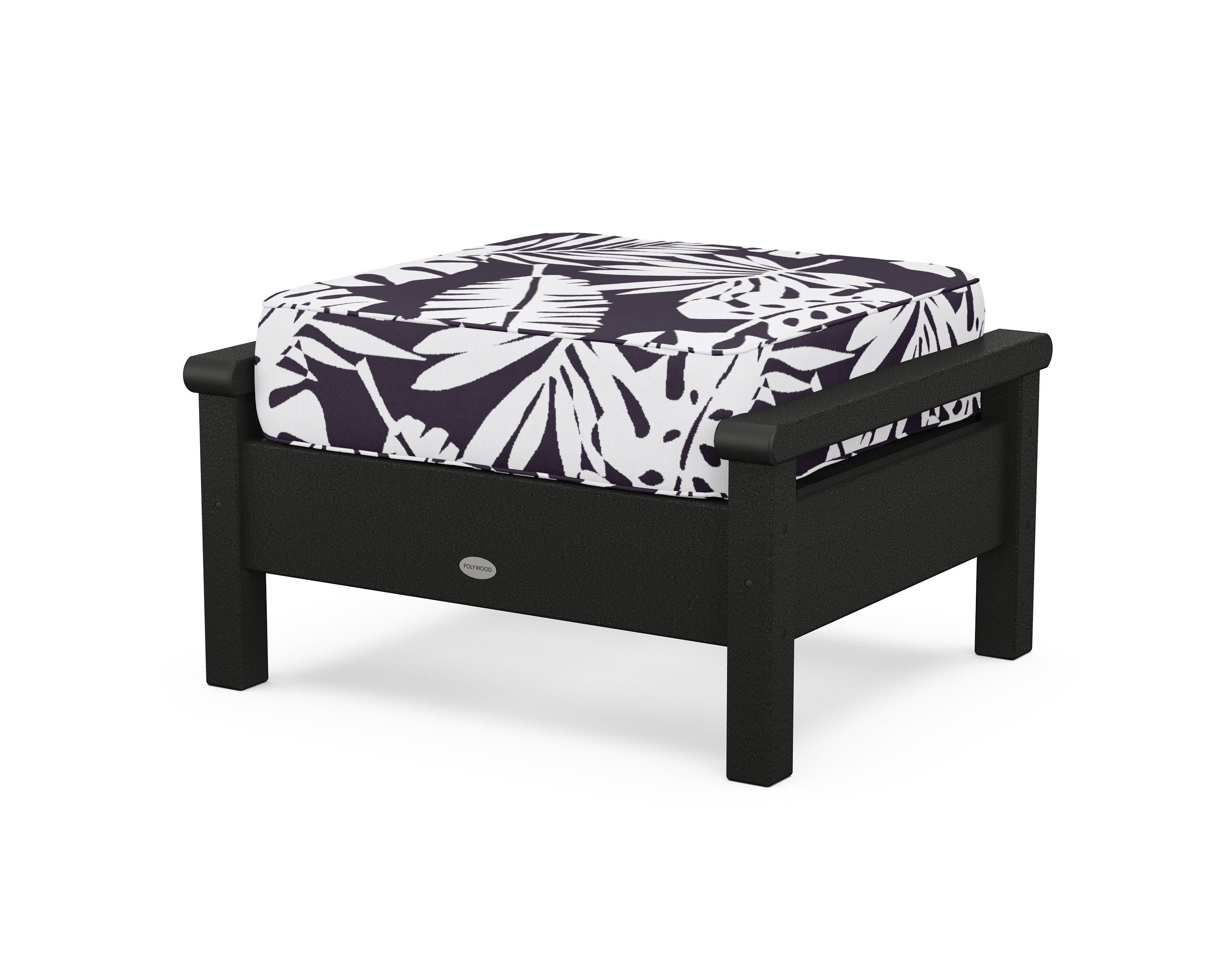 POLYWOOD® Harbour Deep Seating Ottoman in Black / Leaf Navy