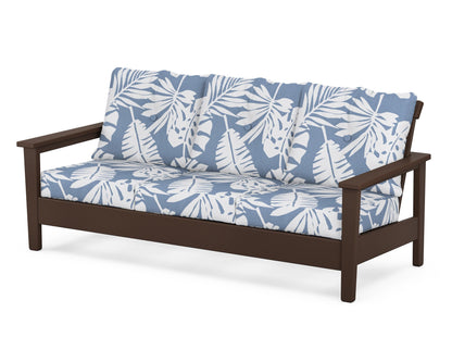 POLYWOOD® Prescott Deep Seating Sofa in Mahogany / Leaf Sky Blue