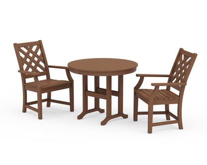 POLYWOOD® Wovendale 3-Piece Farmhouse Dining Set in Teak