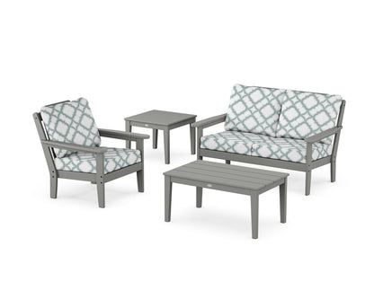Country Living Wovendale 4-Piece Deep Seating Set in Slate Grey / Trellis Glacier Spa