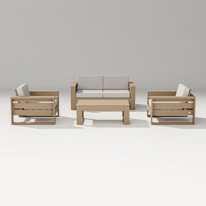 PW Designer Series Latitude 4-Piece Lounge Loveseat Set in Vintage Sahara / Cast Ash