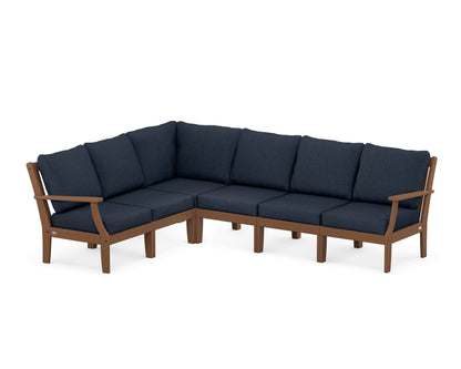 POLYWOOD® Braxton Modular 6-Piece Deep Seating Set in Teak / Marine Indigo