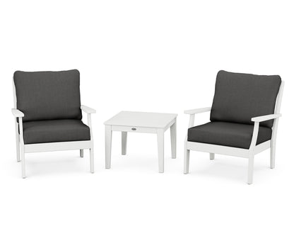 POLYWOOD® Braxton 3-Piece Deep Seating Set in White / Spectrum Carbon
